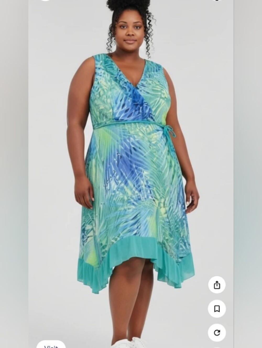 Studio One Ruffle V-Neck Tie- Waist Midi